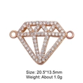 Rose gold diamond shape pendant charm with zircon inlay for jewelry making, 20.5x13.5mm size - Rose Gold Diamond Dual Ring (L0535-C)