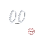 Classic 10mm S925 sterling silver hoop earrings featuring micro-pave diamond accents - 10mm / White Gold