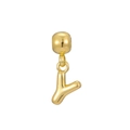 Detailed macro of 18k gold plated 3D bubble letter Y pendant for DIY necklaces - Letter Y