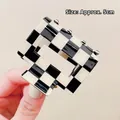Middelgrote 5cm haarklem met zwart-wit schaakbordpatroon en retro design - 1# Klein Rechthoekig (Ongeveer 5cm)