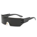 Futuristische einteilige schwarze Sonnenbrille mit UV400-Schutz und schmalem schwarzem Rahmen - UV400 / Schwarzer Rahmen Schwarz Graue Gläser