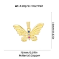 Golden copper butterfly pendant with gems and dimensions 16mm x 15mm for DIY jewelry - Colored Butterfly 3-Gem Style (XL-320-A) / Pendant