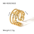 Multi-layered gold stainless steel open ring with butterfly motif, 1.1cm width design - Butterfly Multi-layer Design (NB-R2023022)