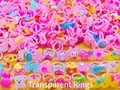 Mix van kleurrijke plastic kinderringen met tekenfilm konijnen, beren en sterren - Meisjes Transparante Stijl Kleine Ringen