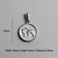 Silver round world map pendant in vintage stainless steel with 18mm diameter dimensions - World Map Relief Charm (P00077S)