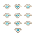 Detailed view of ten heart-shaped evil eye jewelry connectors with sparkling rhinestones - Heart Rhinestone Blue Eye Style (4#) / 10 Pieces Pack