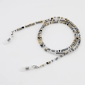 Handmade colorful grey and gold seed bead glasses chain with silver lobster clasps - Style 11 (Grey Gold Black)