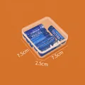 Clear square PP storage box 7.5x7.5x2.5cm size shown with AA batteries inside - 7.5*7.5*2.5cm