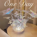 Handmade butterfly crystal night light with wooden base and warm LED glowing effect - Butterfly Night Light Full Material Kit