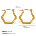 Geometrische Bambus-Creolen aus 18K vergoldetem Edelstahl im Vintage-Design - Hexagonale Geometrische Creolen Set / Goldene Ohrringe (EH37G)