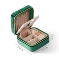 Joyero portátil de terciopelo verde oscuro con ranuras para anillos y ganchos 10x10x5cm - Verde Esmeralda (Espejo Pequeño)