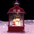 Rote scheunenförmige Weihnachts-Schneekugel-Laterne mit Kindern und Schneemann - Rote Scheune Schneemann und Kind