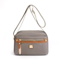 Taupe nylon crossbody bag for women with multi-pocket design and adjustable strap - Milk Tea