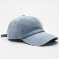 Classic light blue washed denim baseball cap with curved brim and adjustable strap - Adjustable (55-58cm) / Light Blue