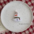 Mini plush Christmas snowman doll with striped scarf for DIY crafts, size 8cm x 5.5cm - Snowman 03 (1 Piece)