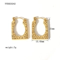 Détail de boucles d'oreilles rectangulaires texturées plaquées or 18 carats avec taille - Style Forme U Martelé (YYE023242)