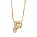 Gold plated alphabet P pendant necklace with sparkling cubic zirconia pavé stones - Letter P