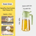 Pulverizador de aceite en vidrio verde 470ml con funciones de spray y vertido - Botella 2 en 1 Spray y Vertido-Verde-470ml