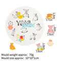 Witte baby-thema siliconen fondantvorm met eend, beer en kinderwagen vormen - 4# (Gemengde Baby-elementen) / Grijs