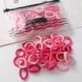Lot d'élastiques à cheveux roses à haute élasticité pour filles en pochette mate - Ensemble de 100 pièces / Série Rouge