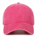 Detailed texture of rose red vintage washed cotton baseball cap with ventilation eyelets - Rose Red