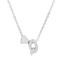 Polished silver heart pendant necklace featuring uppercase letter Q on O-link chain - Letter Q (10059)