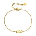 Gold stainless steel bracelet featuring KISS letter charm and white enamel accents - White (SL1754)