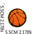 Detail showing 5.5cm basketball patch with orange terry embroidery and gold sequins - Chenille Round Basketball Style
