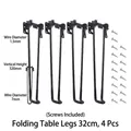 Vierer-Set 320 mm klappbare Haarnadelbeine aus schwarzem Metall mit Schrauben - 32cm Klappbeine (4 Stück)