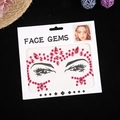 Music festival rose pink face gem stickers with teardrop rhinestones for eye makeup - Rose Red Rhinestone Style