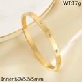 Brazalete ovalado de acero dorado con circonitas, peso de 17g y tamaño de 60x52x5mm - 5MM Dorado