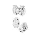 Set di muffole e calzini per neonati bianco con motivi a stelle grigie e polsini elastici - Set Guanti e Scarpine Bordo Stella a Cinque Punte