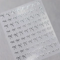 Minimalist silver bow nail art stickers with metallic finish and model M-281 design - Silver Bowknot (M-281)