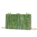 Elegant green marble pattern acrylic evening clutch bag with gold chain strap - Green