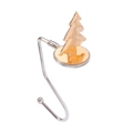 Support chaussette Noël avec arbre en métal doré et crochet argenté pour cheminée - Sapin de Noël (Or et Argent)