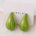 Waterdrop-shaped green resin earrings with marble texture on a white jewelry card - Light Green