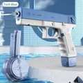 Blue and white electric water gun toy for kids with 1200ml large capacity drum magazine - Electric Continuous Water Gun Blue