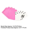 Pink silicone playing card mold for baking, includes spades 10 to Ace stacked design - Style 1-Fan Shaped Poker Cards / Pink