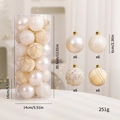 24-piece champagne Christmas ornaments set with four unique textures in a clear gift tube - Champagne Gold 6cm 24 Pieces