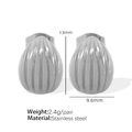Elegant silver stainless steel shell earrings with 13mm water drop textured design - Striped Waterdrop Style (EH227) / Silver