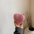 Elegante borsa da sera a forma di cuore con strass rosa e tracolla a catena d'oro - Rosa