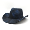 Dettaglio cappello da cowboy con trama luccicante blu scuro e tesa larga strutturata - Taglia M (56-58cm) / Blu D (Texture Luccicante)