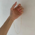 Minimalist S925 sterling silver water drop necklace in golden finish with round sequins - Small Round Disc Necklace-Gold