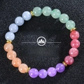 Detailed shot of 8mm natural stone energy beads with Anxiety & Stress text on dark background - Anxiety Stress Relief-3 (Anxiety Stress-3)