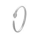 Elegant silver snake cuff bracelet with detailed scale texture and open adjustable design - Y582-2 Silver Snake