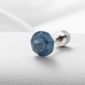 Sparkling blue zircon stud earring with screw back closure in polished titanium steel - Aurora Blue 6.2MM(A013-41#)