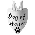 White fabric pet bandana featuring black Dog of Honor text and paw print design - Style 13-White Dog Of Honor