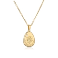 Collana con ciondolo a goccia dorata con impronta di mano e piccolo diamante su bianco - Ciondolo con Impronta della Mano in Oro / Oro