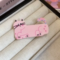 Jolie broche chat à pois roses présentée dans un écrin cadeau en velours crème - Pince à Cheveux Chat à Pois Rose (10# Bec de Canard-Rose)