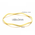 Polished wavy gold stainless steel bangle bracelet with delicate curved design - Single Plain Wave Bangle (KB187770 -LO)
